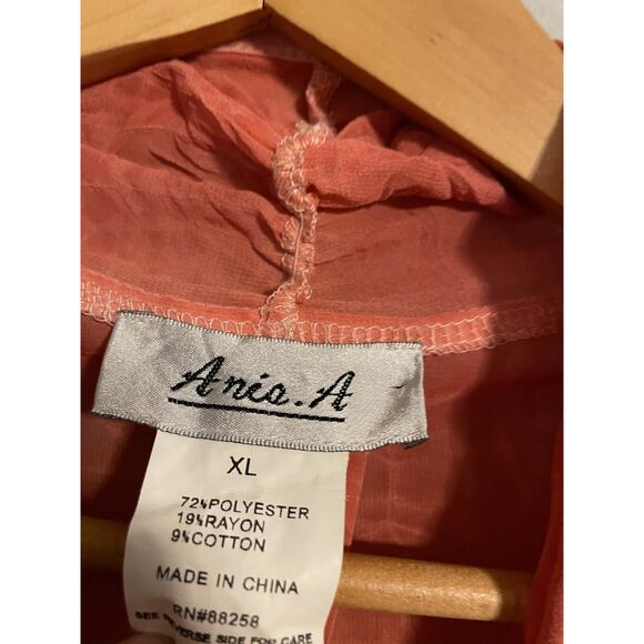 Vintage Ania A Womens Cardigan Size XL Pink Rayon Blend Crochet Trim Fairy Boho - Picture 2 of 6